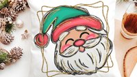 cute Santa face throw pillows for kids playroom, Santa Claus Christmas pillow cover 18x18, home decor gift for Christmas gifts for neighbors