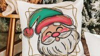 cute Santa face throw pillows for kids playroom, Santa Claus Christmas pillow cover 18x18, home decor gift for Christmas gifts for neighbors