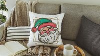 cute Santa face throw pillows for kids playroom, Santa Claus Christmas pillow cover 18x18, home decor gift for Christmas gifts for neighbors