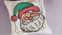 cute Santa face throw pillows for kids playroom, Santa Claus Christmas pillow cover 18x18, home decor gift for Christmas gifts for neighbors