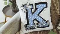 personalized cherry red initial throw pillows for couch, 2026 high school graduation gifts for granddaughter, college gifts for girls, name