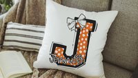 personalized initial throw pillows for couch custom Columbia blue dorm pillows for girls, secret Santa gifts for teenage girls, college