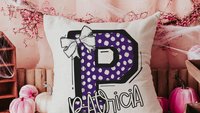 personalized cherry red initial throw pillows for couch, 2026 high school graduation gifts for granddaughter, college gifts for girls, name