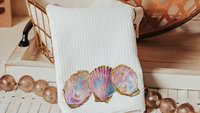 coastal kitchen towels for daughter, opalite pearl oyster hand towels for bathroom beach Christmas gifts for new homeowners, nautical decor