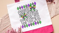 Mardi Gras krewe vibes tote bag for girls trip, Fat Tuesday party favors for guests, Louisiana gifts for women, reusable bag coworker gifts
