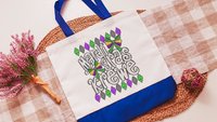Mardi Gras krewe vibes tote bag for girls trip, Fat Tuesday party favors for guests, Louisiana gifts for women, reusable bag coworker gifts