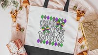 Mardi Gras krewe vibes tote bag for girls trip, Fat Tuesday party favors for guests, Louisiana gifts for women, reusable bag coworker gifts