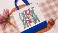 show mom cow tote bags for women, country girl gifts, farmers market bag, cow farmer Xmas gifts for farmers, Hereford cow gifts for cow