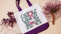 show mom sheep tote bags for women, raising sheep farmers market bag, Dorset sheep gifts for her, Hampshire sheep Christmas gifts for ladies
