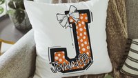 personalized initial pillows for little girls, tween girl gifts, decorative pillow covers orange coquette name pillow for girls, best gifts