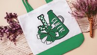 personalized kelly green cheer tote bag for school, cheerleader gifts for girls, initial tote bag for teen girls, back to school gifts for