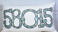 custom zip code pillow for couch, real estate agent gift, turquoise bandana print long pillow covers 12 x 20, country girl gifts, realtor