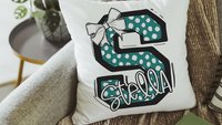 custom hot pink initial pillow personalized 2026 high school graduation gifts for girls, college dorm decor for women, going to college