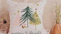 merry and bright kitchen towels for Christmas, blush pink Christmas tree hand towels for church, trending Christmas gifts for neighbors