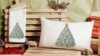 coastal Christmas tree throw pillows for guest room, beach Christmas gifts for neighbors, oyster shell decorative pillows for sofa, holiday