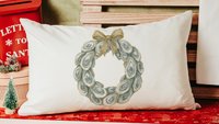 oyster shell Christmas wreath lumbar throw pillows for chairs winter designs, oyster Christmas decorative pillows for couch, beach Christmas
