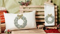 oyster shell Christmas wreath lumbar throw pillows for chairs winter designs, oyster Christmas decorative pillows for couch, beach Christmas