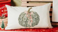 oyster shell pumpkin decorative pillows for breakfast nook, nautical pumpkins autumn kitchen towels, Thanksgiving hosting gift, fall coastal