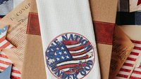 one nation under God American flag kitchen towel, 4th of July kitchen decor, patriotic decor for home, Pledge of Allegiance decor, hostess