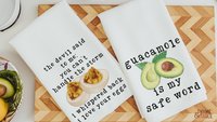 deviled eggs funny kitchen towels, guacamole gift, sassy gifts, safe word kitchen hand towels, smut reader gift, trendy Mothers day gifts