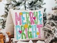 Merry and bright decorative throw pillows