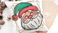 cute Santa face throw pillows for kids playroom, Santa Claus Christmas pillow cover 18x18, home decor gift for Christmas gifts for neighbors