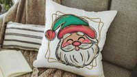 cute Santa face throw pillows for kids playroom, Santa Claus Christmas pillow cover 18x18, home decor gift for Christmas gifts for neighbors