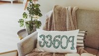 custom zip code pillow for couch, real estate agent gift, turquoise bandana print long pillow covers 12 x 20, country girl gifts, realtor