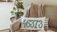 custom zip code pillow for couch, real estate agent gift, turquoise bandana print long pillow covers 12 x 20, country girl gifts, realtor