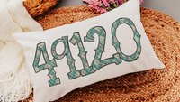 custom zip code pillow for couch, real estate agent gift, turquoise bandana print long pillow covers 12 x 20, country girl gifts, realtor