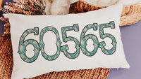 custom zip code pillow for couch, real estate agent gift, turquoise bandana print long pillow covers 12 x 20, country girl gifts, realtor