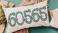 custom zip code pillow for couch, real estate agent gift, turquoise bandana print long pillow covers 12 x 20, country girl gifts, realtor