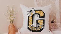 personalized initial throw pillows for couch custom Columbia blue dorm pillows for girls, secret Santa gifts for teenage girls, college