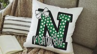 personalized initial throw pillows for couch custom Columbia blue dorm pillows for girls, secret Santa gifts for teenage girls, college