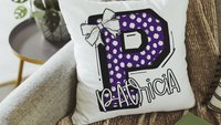 personalized initial throw pillows for couch custom Columbia blue dorm pillows for girls, secret Santa gifts for teenage girls, college
