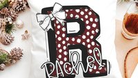 personalized cherry red initial throw pillows for couch, 2026 high school graduation gifts for granddaughter, college gifts for girls, name