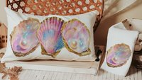 coastal kitchen towels for daughter, opalite pearl oyster hand towels for bathroom beach Christmas gifts for new homeowners, nautical decor