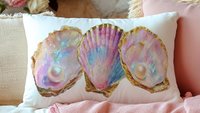 coastal kitchen towels for daughter, opalite pearl oyster hand towels for bathroom beach Christmas gifts for new homeowners, nautical decor
