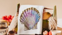 Beach oyster towels for kitchen, opalite pearl oyster throw pillow for couch, beach Christmas gifts for beach lovers, coastal decorative