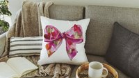 faux painted Valentines bow throw pillows for couch red heart Valentines coquette decorative pillows for girls room, Valentines day gifts