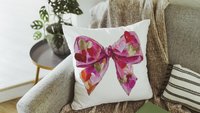 faux painted Valentines bow throw pillows for couch red heart Valentines coquette decorative pillows for girls room, Valentines day gifts