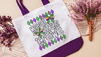 Mardi Gras krewe vibes tote bag for girls trip, Fat Tuesday party favors for guests, Louisiana gifts for women, reusable bag coworker gifts