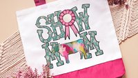 show mom cow tote bags for women, country girl gifts, farmers market bag, cow farmer Xmas gifts for farmers, Hereford cow gifts for cow