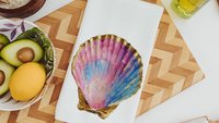 scallop shell hand towel for guest bathroom, unique gifts for women who have everything, coastal kitchen accessories, beach kitchen towel