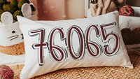 custom zip code pillow for bed, real estate agent gift, teal plaid decorative pillow covers 12x20, realtor office grand opening gift ideas