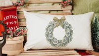 oyster shell Christmas wreath lumbar throw pillows for chairs winter designs, oyster Christmas decorative pillows for couch, beach Christmas
