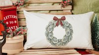 oyster shell Christmas wreath lumbar throw pillows for sunroom, oyster Christmas pillows decorative pillows for couch, trending Christmas