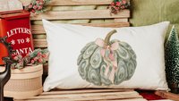 oyster shell pumpkin decorative pillows for breakfast nook, nautical pumpkins autumn kitchen towels, Thanksgiving hosting gift, fall coastal