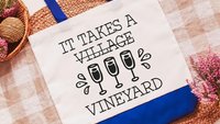 funny tote bag for women, wine gifts for Mom, reusable shopping bag, wine birthday gifts for best friend, vineyard bridal shower favors for