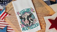funny cow kitchen towels for gifts, cowgirl hand towel for guest bathroom, whimsical home decor gift for her, cute cow gifts for cow lovers
